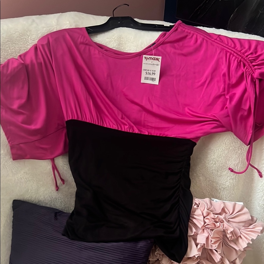 Green Envelope Pink Asymmetrical Ruched Mini Dress